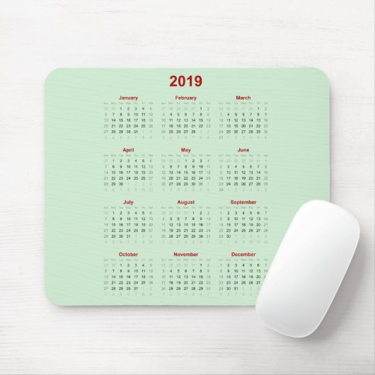 Calendrier 2019 de tapis de souris (Avec souris)