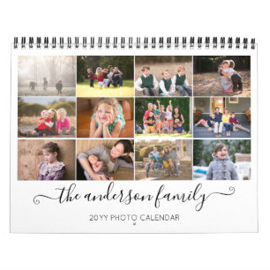 Calendrier 2019 Modern Rustic Chic Black Family Script Photo