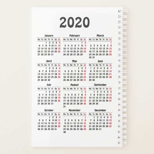 Calendrier 2020 (Dos)