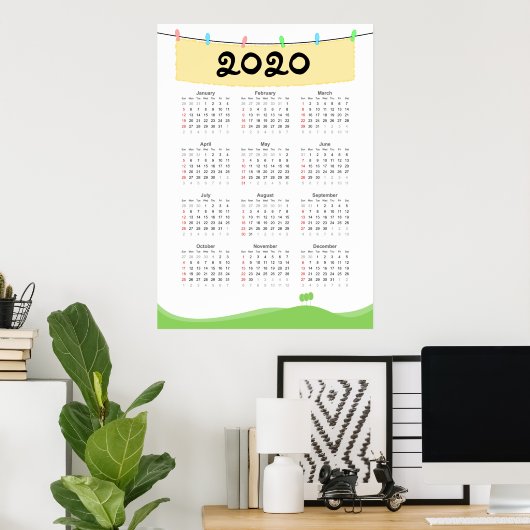 Calendrier 2020 Affiche (Bureau à domicile)