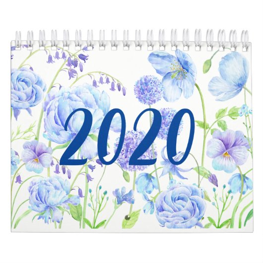 Calendrier 2020 des jardins floraux d'aquarelle (Protection)