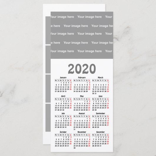 Calendrier 2020 modèle Flar Card (Devant / Derrière)