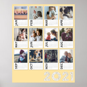 Calendrier 2021 Année Photo moderne Collage Poster