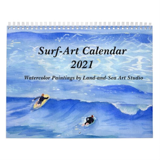 Calendrier 2021 des peintures d'aquarelle Surf-art (Protection)
