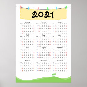 Calendrier 2021 Poster - Début dimanche