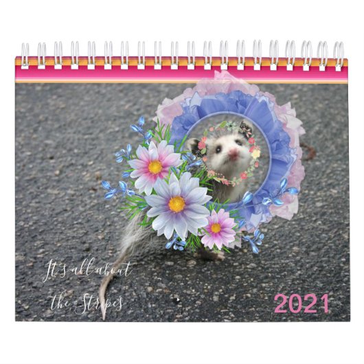 Calendrier 2021 Rayures colorées Opossum Floral (Protection)
