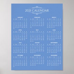 Calendrier 2021 simple mais élégant Poster