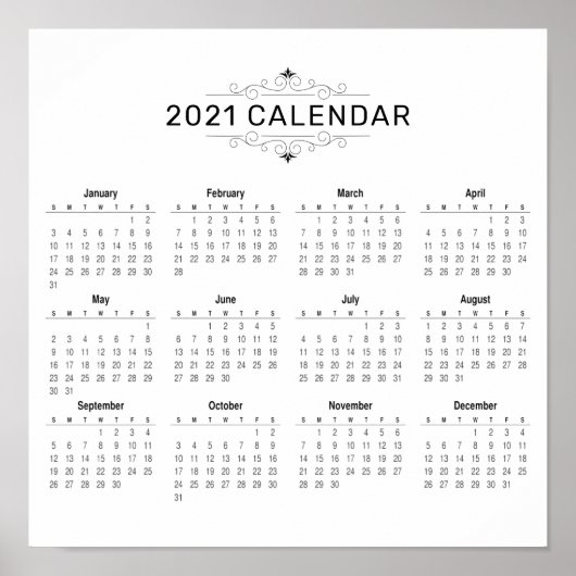 Calendrier 2021 simple mais élégant | Poster (Devant)