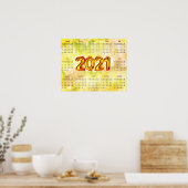 Calendrier 2021 sur 12 Mois sur Affiche Abstraite (Cuisine)