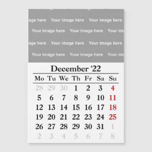 Calendrier 2022 Décembre Carte magnétique