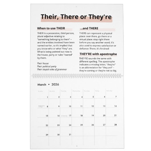 Calendrier 2022 Rose Parties scintillant or Black Spelling Am (Mar 2026)