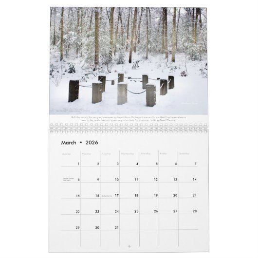 Calendrier 2022 Walden Pond et au-delà : avec guillemets (Mar 2026)