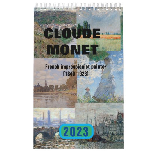 Calendrier 2023, 12 mois Claude Monet Impressionni (Protection)