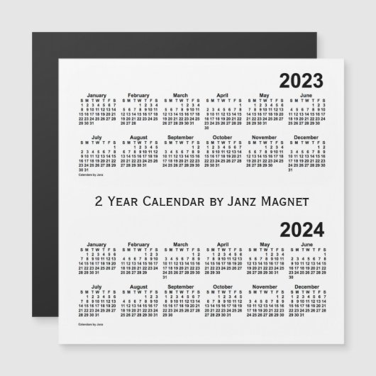 Calendrier 2023-2024 Blanc 2 an par Janz Magnet (Devant / Derrière)