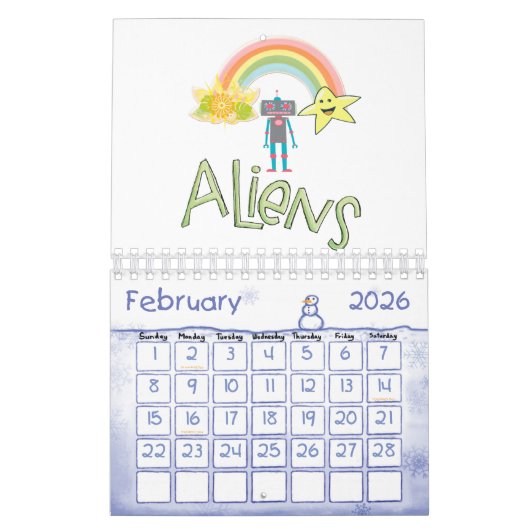 Calendrier 2023 Aliens, Espace, astronautes (Feb 2026)