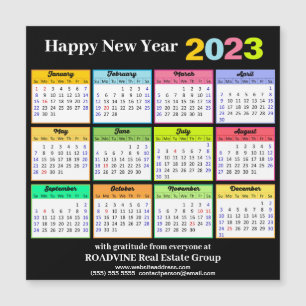 Calendrier 2023 Carte magnétique moderne d'entrepr