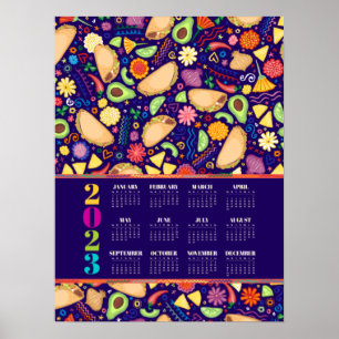 Calendrier 2023 de la fête des tacos Poster