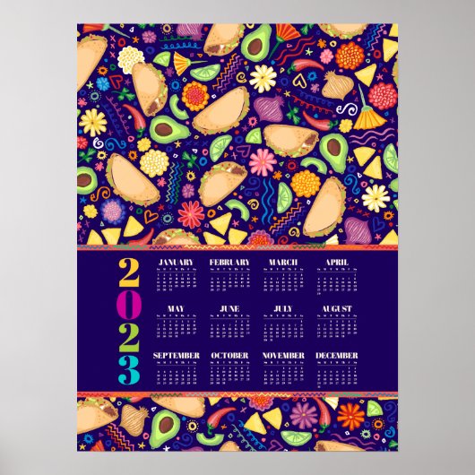Calendrier 2023 de la fête des tacos Poster (Devant)