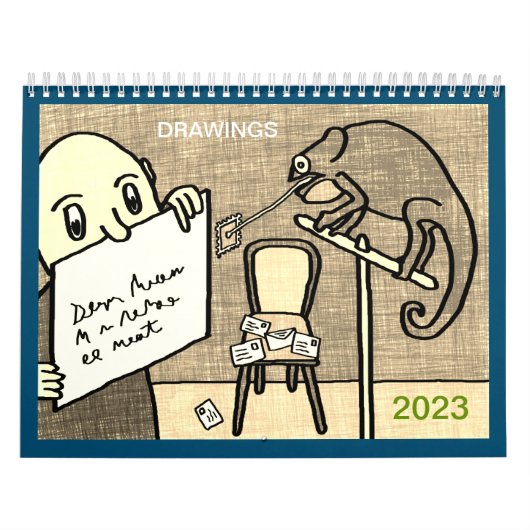 Calendrier 2023 des dessins sépia de style enfanti (Protection)
