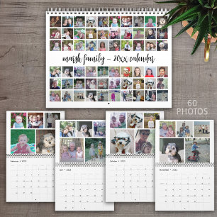 Calendrier 2023 Famille Moderne 60 Photo - 5 Par Mois Personn