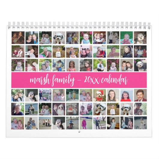 Calendrier 2023 Famille Moderne 60 Photo - Hot Rose Custom (Protection)