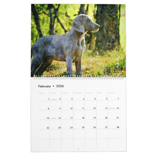 Calendrier 2023 Ghoely Weimaraner Chien propriétaire Lover ca (Feb 2026)