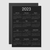 Calendrier 2023 Magnet noir et blanc simple (Devant / Derrière)