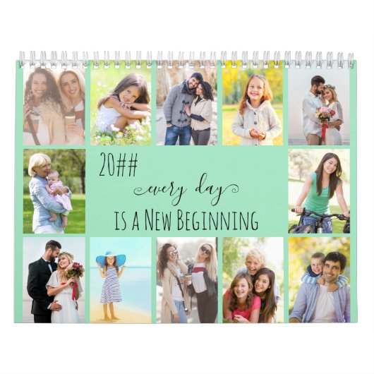 Calendrier 2023 Photo Collage Monthly Photo and Notes Seafoam (Protection)