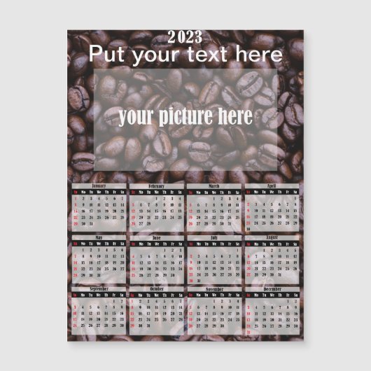 Calendrier 2023 Photo Personnalisé Fridge Magnet (Devant)