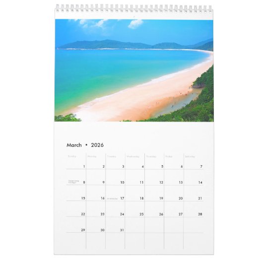 Calendrier 2023, Plages en bord de mer, Planificat (Mar 2026)
