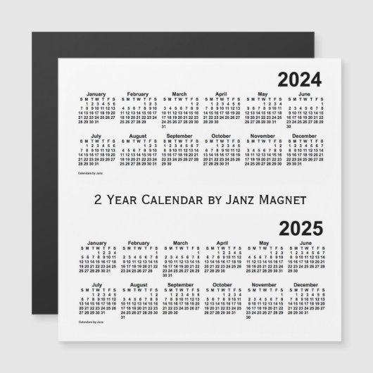 Calendrier 2024-2025 blanc 2 ans par Janz Magnet (Devant / Derrière)