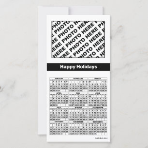 Calendrier 2024 Ajouter 4 Photos Carte Simple Noir