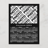 Calendrier 2024 Ajouter photo Carte postale noire (Devant)