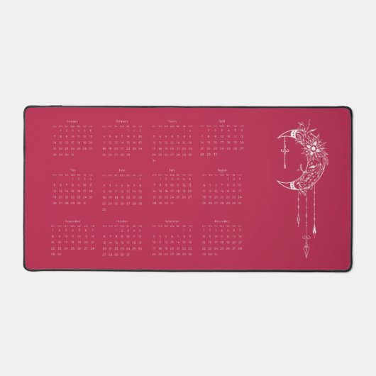 Calendrier 2024 Année complète Boho Dusty Rose Des (Recto)