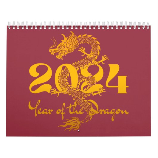 Calendrier 2024 Année du Nouvel An chinois du Dragon (Protection)