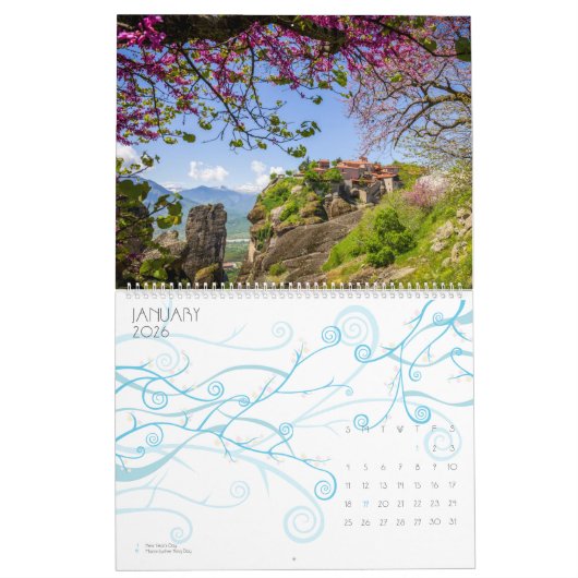 Calendrier 2024 année, Meteora, Grèce, Europe (Jan 2026)