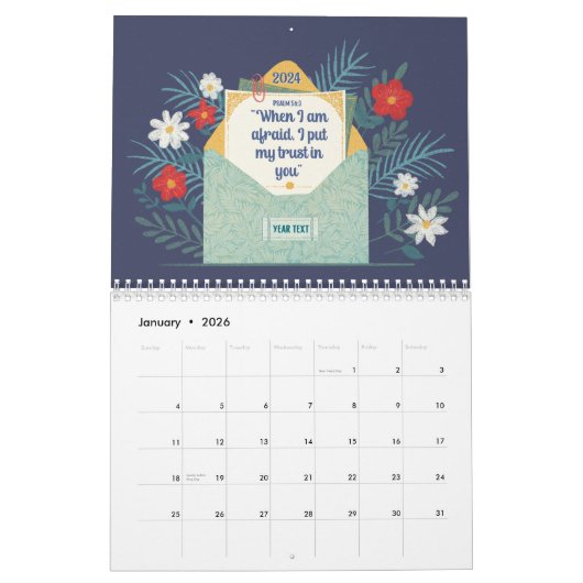 Calendrier 2024 Année Texte (Jan 2026)