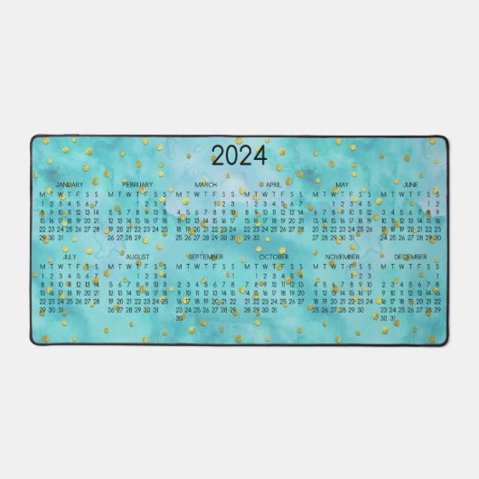 Calendrier 2024 Aquarelle Turquoise Gold Pois (Recto)