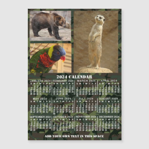 Calendrier 2024 Camouflage Ajouter 3 Photos Magnet