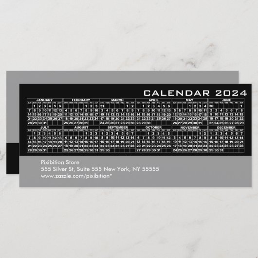 Calendrier 2024 Carte en rack d'entreprise Noir (Devant / Derrière)