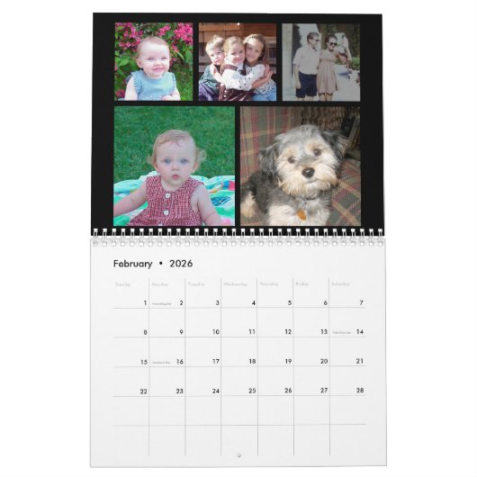 Calendrier 2024 Custom Modern Family 60 Photo Collage - noir (Feb 2026)