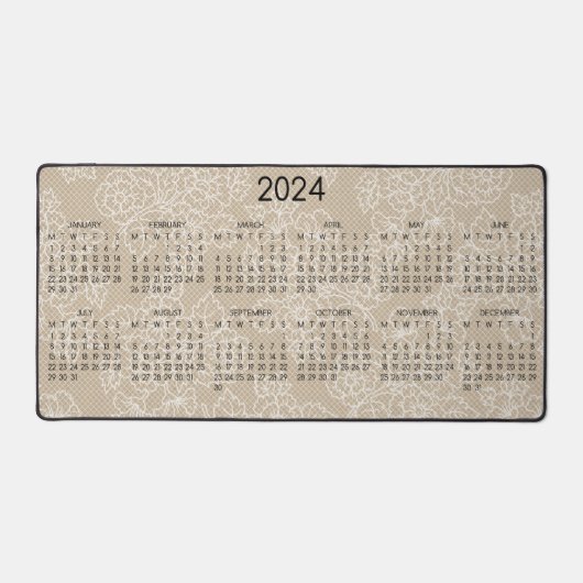 Calendrier 2024 dentelle florale Kraft photo (Recto)
