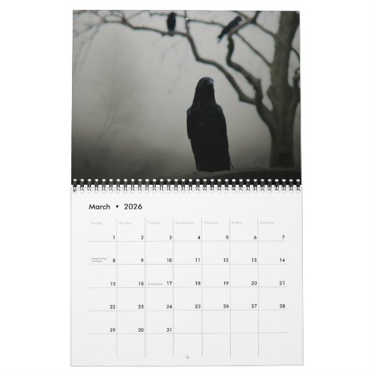 Calendrier 2024 des corbeaux noirs (Mar 2026)