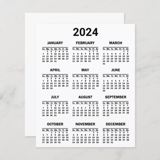 Calendrier 2024 En bref Feuille de papier (Devant / Derrière)