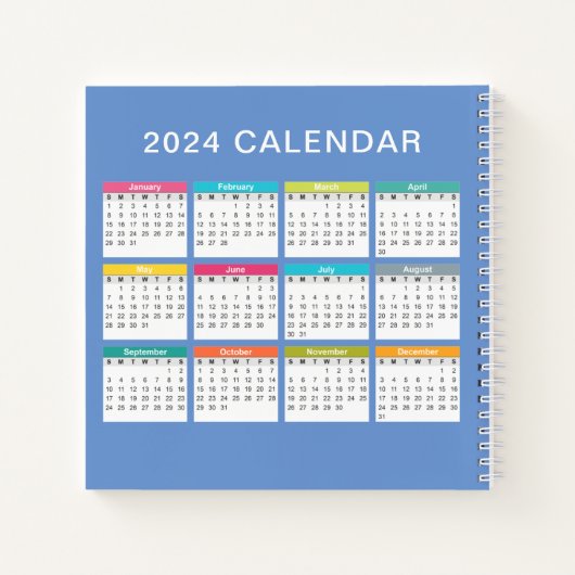 Calendrier 2024 mignon et coloré | CARNET (Dos)