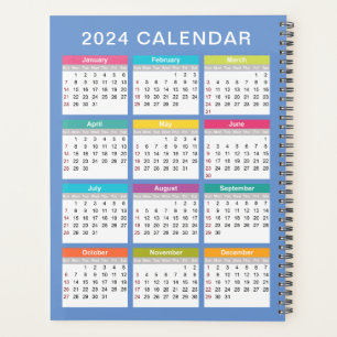 Calendrier 2024 mignon et coloré Planificateur