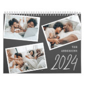 Calendrier 2024 Moderne minimaliste Boho Black Photo Collage (Protection)