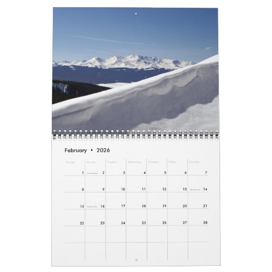 Calendrier 2024 : Mt Massive, Colorado (Feb 2026)