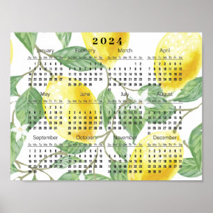 Calendrier 2024 Poster Citrons et Feuilles