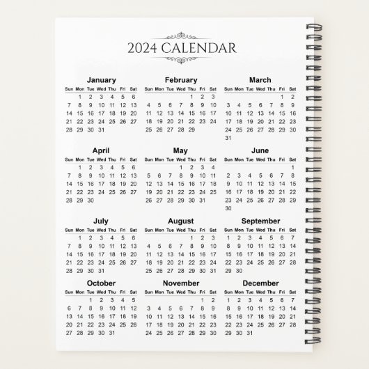 Calendrier 2024 simple mais élégant | Planificateu (Dos)